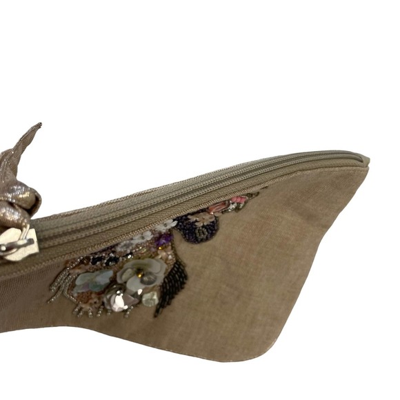 Unbranded Floral Beaded Unicorn Zip Up Cosmetic Bag - Picture 3 of 7